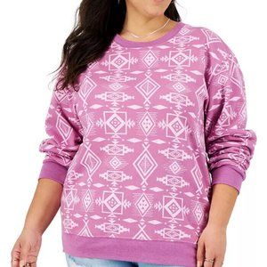 Mighty Fine Trendy Plus Size Pink Aztec Print Sweatshirt 2X